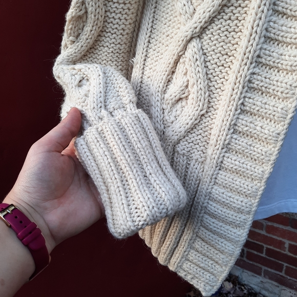 Anthropologie Aeve Peruvian Baby Alpaca Wool Chunky Cable Knit Cardigan Sweater - Picture 5 of 10